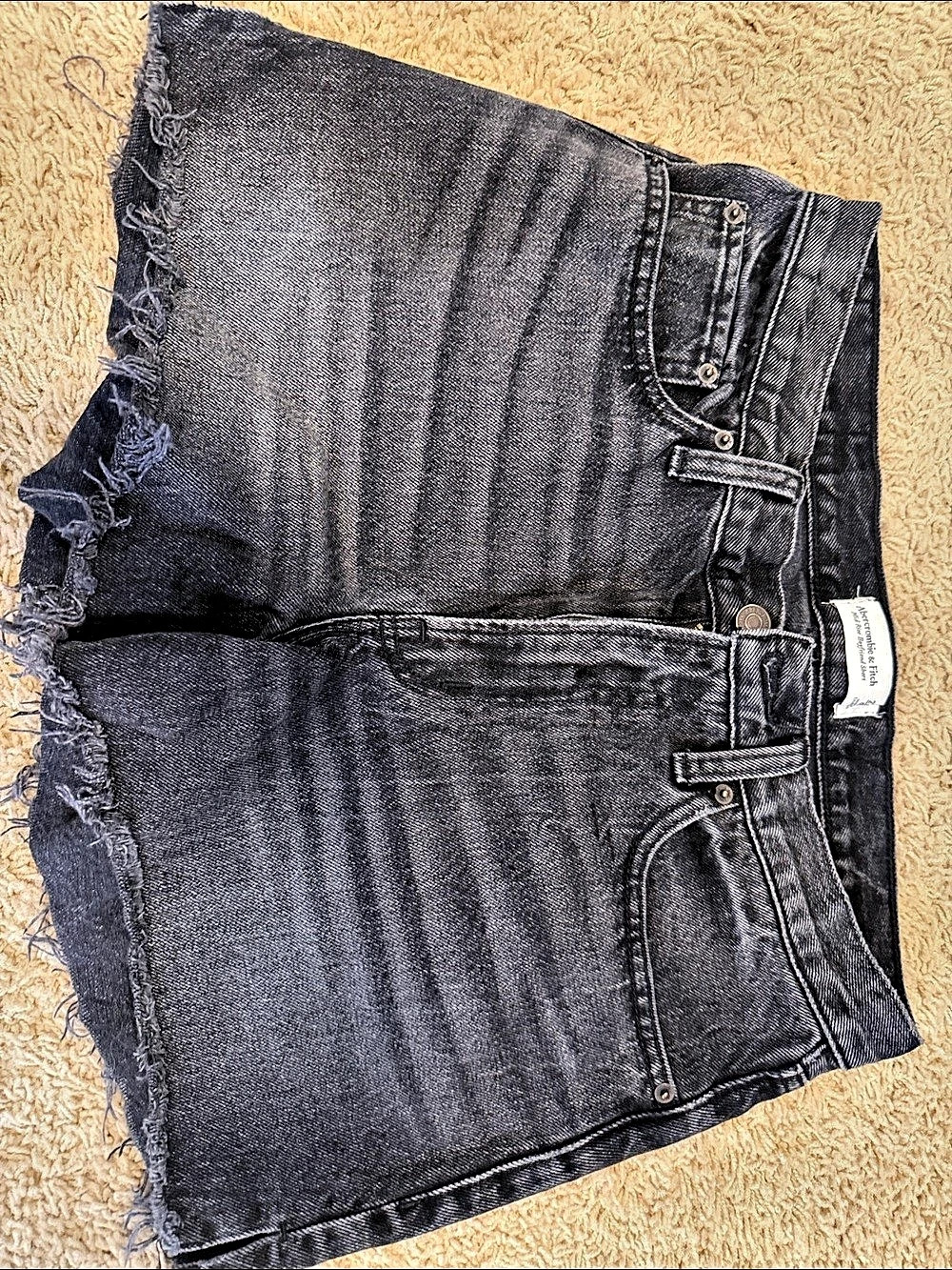 Abercrombie & Fitch Mid Rise Boyfriend Short Black Denim Jean Shorts Waist 27